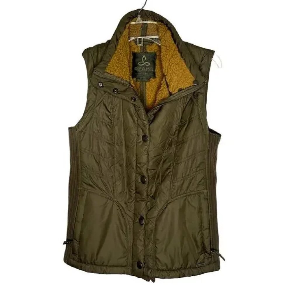 prAna Diva Vest - Women's Medium - Olive Green / Tan - Shearling (NWT)